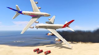 Aeroplan Emergency Landing Action Movie  A380 on Fire After Collision with another Airplane gta 5 [upl. by Neffets]