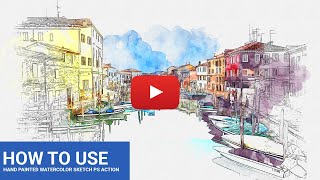 Hand Painted Watercolor Sketch PS Action Video Tutorial [upl. by Lombardi352]