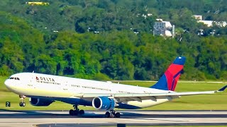 Delta A330 New Service Rain Busy Rush Hour Spotting TPA [upl. by Malkah877]