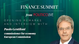 Welcome remarks and opening Interview with EU Commissioner Paolo Gentiloni I Finance Summit 2023 [upl. by Sergias]