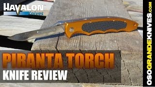 Havalon Piranta Torch Exchangeable Blade Skinner Knife Review  OsoGrandeKnives [upl. by Arelc500]