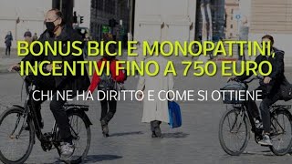 Bonus bici e monopattini incentivi fino a 750 euro [upl. by Nosredneh82]