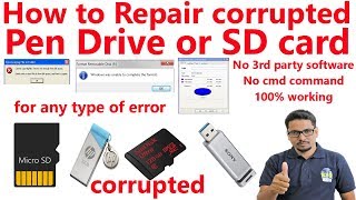 Hindi  How to Repair Corrupted Pen Drive or SD card [upl. by Fira]