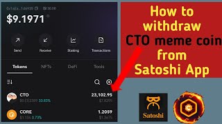 How to withdraw CTO meme coin from satoshi App to bitget wallet [upl. by Agnola]