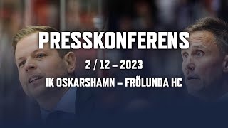 Presskonferens efter IK Oskarshamn – Frölunda HC [upl. by Eahsram]