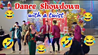 DANCE SHOWDOWN WITH A TWIST  Christmas Party Game  Funny video 🤣😂  ABRAEL WHEEL [upl. by Odradlig]