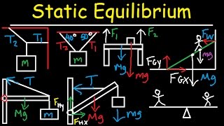 Static Equilibrium  Tension Torque Lever Beam amp Ladder Problem  Physics [upl. by Ahsirek]