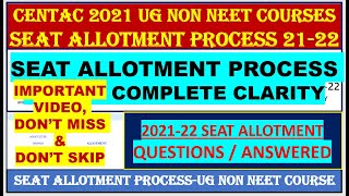 CENTAC 2021 SEAT ALLOTMENT FULL CLARIFICATION  CENTAC 2021 ROUND 1 SEAT ALLOTMENT QUESTION amp ANS [upl. by Namzed184]