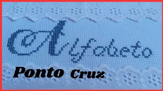 ALFABETO completo ponto cruz para bordar toalhinhas👧🧒💙🩷 Gráficos de monogramas completo ponto cruz [upl. by Dnar]