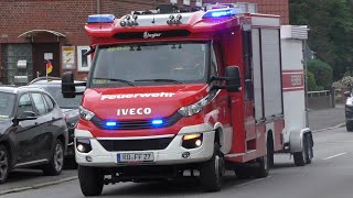 Großbrand in Werfthalle  FEU 7 Einsatzfahrten FF BF LZG u SEG zum Großbrand in SchachtAudorf [upl. by Kcirdle]