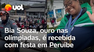 Olimpíadas 2024 Bia Souza campeã olímpica é recebida com festa em cidade de SP onde foi criada [upl. by Lipinski781]