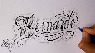 Como Dibujar Lettering BERNARDO 🤖 Drawing lettering Fancy Chicano Lettering Nosfe Ink Tattoo [upl. by Oiratnom]