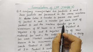 Formulation of LPP Example 2  Linear Programming Problem maximization  Operation Research Hindi [upl. by Leyla]