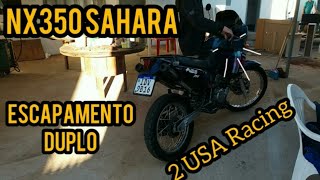 Escapamento duplo na Honda nx 350 Sahara feito em casa estilo Meiota XT660 meia meia [upl. by Figueroa]