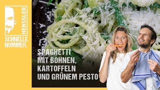 Schnelles Spaghetti mit Bohnen Kartoffeln und grünem Pesto Rezept von Steffen Henssler [upl. by Nosidda]