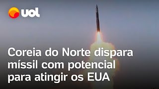 Coreia do Norte dispara míssil balístico com potencial para atingir o território dos EUA veja [upl. by Alain]