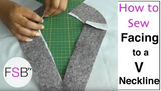 Sewing Facing to a V Neckline [upl. by Erreid]