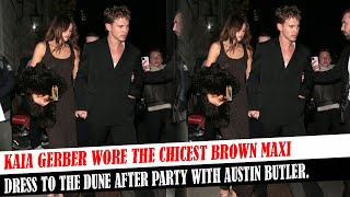 Kaia Gerber Wore The Chicest Brown Maxi Dress To The Dune After Party With Austin Butler [upl. by Kenwood]