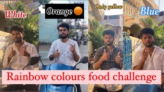 Trying all colours food CHALLANGE Redgreenorangepinkblackwhiteyellow by HASEEB [upl. by Cowey]