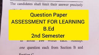 Assessment For Learning BEd 2nd Semester Question Paper 2023SPUHPUbed previous year paper [upl. by Augustine]