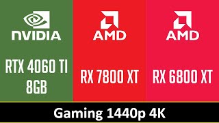 RTX 4060 TI 8GB vs RX 7800 XT vs RX 6800 XT [upl. by Idnar]