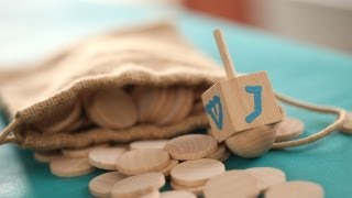 How to Make and Play a Wood Dreidel Game Kid Friendly DIY Craft  KIN PARENTS [upl. by Barbey]