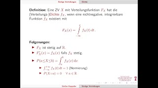 Stetige Verteilungen 1  Dichten [upl. by Leeban]