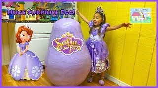 Worlds Biggest Sofia the First Egg Surprise Opening Disney Junior Toys amp PlayDoh Surprises [upl. by Adiazteb]