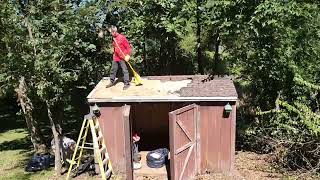 Roofing tearoff of our 8x12 shed at Woodhaven [upl. by Nekial]