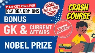 GK Nobel Prize Winners 2023  MAH CET 2024 for BCA BBA BMS BBM 🚀 FREE Crash Course [upl. by Aztiraj]