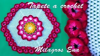 Tapete N° 14 Tejido a crochet con flores PENSAMIENTO paso a paso en español  MILAGROS ENA [upl. by Arondel230]