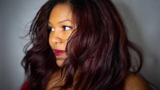 How to dye natural hair burgundy red  Fall hair color  Ganier Olia Dark garnet 462 [upl. by Nolita]