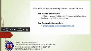 Procurement Livestream for DPWH Laguna 2nd DEO on November 8 2024 [upl. by Clim739]