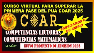 🟣🟣PREPARACION ADMISION COAR 2024  DE ACUERDO AL PROSPECTO ACTUALIZADO 2025 [upl. by Aikat262]