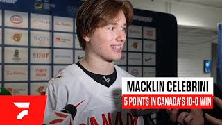 Macklin Celebrini Talks 5Point Night At The World Juniors [upl. by Marlen]