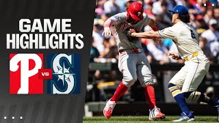 Phillies vs Mariners Game Highlights 8424  MLB Highlights [upl. by Dnamra]