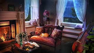 Rainy Night Victorian Room Ambience with Soft Rain and Fireplace Sounds  Sleep amp Study Sounds [upl. by Airdnua]