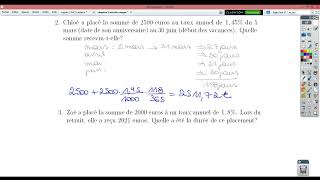 v2 31 Intérêts simples  Exemple 2 et 3 p28 [upl. by Ronacin127]