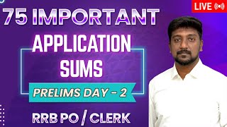 75 IMPORTANT APPLICATION SUMS  RRB POCLERK PRELIMS  QUANTITATIVE APTITUDE  DAY  2  MRKARTHIK [upl. by Christmas]