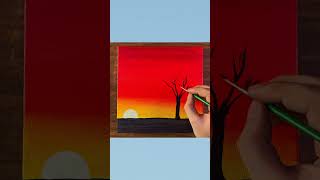 5Minute Sunset Acrylic Painting Hack for Beginners [upl. by Lough357]