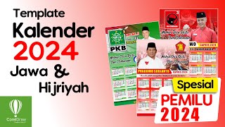 Template kalender 2024 lengkap Jawa Hijriyah CDR  spesial kampanye pemilu 2024  download gratis [upl. by Aiset]