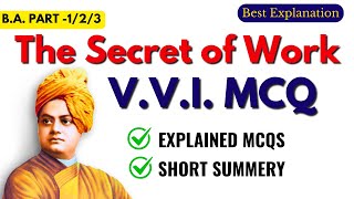 Secret of Work by Swami Vivekananda  MCQ  English Literature [upl. by Lehmann]