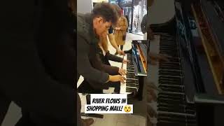 Three Pianists play River flows in you at Public Piano Shopping Mall [upl. by Ennayk]