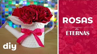 DIY Cómo hacer ROSAS ETERNAS con Listón  FÁCIL 💕 Tutorial [upl. by Barrett]