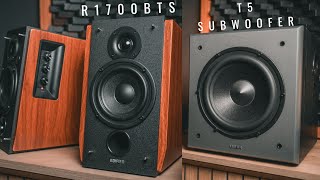 Edifier R1700BTS Active Bookshelf Speaker amp Edifier T5 Subwoofer Review [upl. by Reisinger]