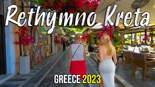 Crete Greece Rethymno walking tour in 4k Kreta Greece 2023 [upl. by Nnazus]