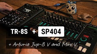 Arturias Jupiter8 V And Mini V Synth Jam TR8S  SP404 MKII [upl. by Nhguahs743]