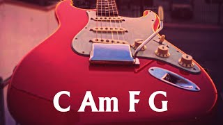 C Major Cheerful Rock Guitar Backing Track  C Am F G [upl. by Posehn]