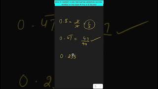 Trick to Convert a NTR decimal number in the form pq in 3 seconds mathstricks trickshots tricks [upl. by Armat]