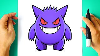 How to DRAW GENGAR  Pokemon Drawing [upl. by Esinek]